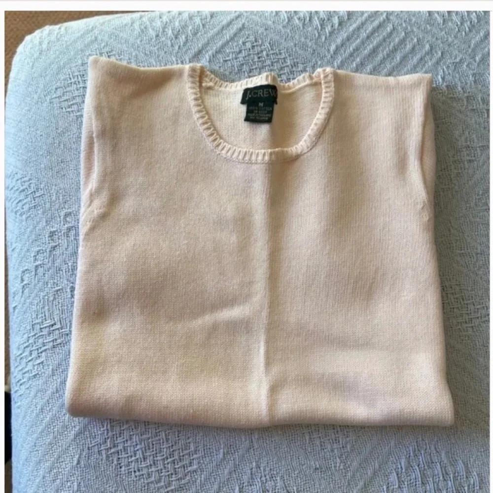 Vintage J Crew Pale Pink Cotton Crew Neck Sweater; Short Sleeves; Perfect; Med - Picture 10 of 11